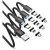 Kuulaa Cavo di ricarica magnetico USB C, 3A ricarica rapida, trasmissione dati con punte di ricarica 3 in 1, compatibile con iProduct/Type C/Micro Device (1m/1m/1m)
