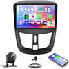 Hikity 4+64G Android 15 Autoradio per Peugeot 207 2006-2015, Schermo 9 Incell Radio con Wireless CarPlay Android Auto Bluetooth Navi GPS WiFi EQ Canbus e Telecamera di retromarcia