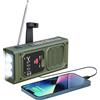 Kelenpro Radio a Manovella Solare d'Emergenza, Radio Solare AM/FM con Allarme SOS & Torcia LED, USB Power Bank 2000mAh, Radiolina Portatile per Blackout, Campeggio, Escursionismo ed Emergenze - Verde