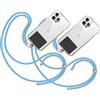 TBOC 2X Cordino Catenella Laccio Strap Porta Cover [Azurro] con Toppa di Plastica [Nero] per Telefono Cellulare da Collo - Tracolla Catenina con Cordini da Cellulari Accessori Universale Laccetti