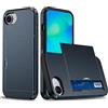 FERLAN Compatibile con Cover Portafoglio per iPhone 16E/iPhone 17E,con Porta Carte,TPU Bumper Silicone Slot Nascosto Scorrevole (Blu tibetano)