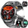 FITFLEX Smartwatch Uomo, Batteria 1000mAh, Schermo HD 1,75 Pollici, Design Militare, Chiamate Bluetooth, 130+Sports, Impermeabile IP68, Monitoraggio Cardio e Sonno Smart Watch, Android iOS, Nero