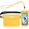 iVoler Kit Impermeabile con Borsa Marsupio e Custodia Smartphone IPX8 per Sport Acquatici Pesca Vela Sci Mare Escursione, Protezione per Cellulare Portafoglio Documenti - Giallo