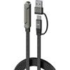 Kitbox Cavo di ricarica USB C da 240 W laterale con supporto pieghevole da 1,5 m 3 in 1, cavo di ricarica rapida USB + USBC a C con cavo dati ad angolo retto di 90 gradi per laptop, iPad iPhone 17 16 15