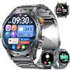 FITFLEX Smartwatch Uomo, Batteria 1000mAh, Schermo HD 1,75 Pollici, Design Militare, Chiamate Bluetooth, 130+Sports, Impermeabile IP68, Monitoraggio Cardio e Sonno Smart Watch/Android iOS, Nero opaco