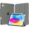 MoKo Custodia per iPad 11 Pollici (A16) 11a Generazione, iPad 10a Gen 10,9 2022 con Portapenna, iPad 10a Gen Cover Trifold Sottile e Leggera con Retro in PC Rigido Traslucido, Grigio Pietra