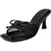 MISSCAI Sandali Estivi Donna con Tacco Alto 7,5 cm, Sabot Donna Eleganti Open Toe con Fiocco Mules Punta Quadrata in Rete Scarpe Donna Cerimonia Matrimonio Festa Sera Beige 39
