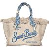 Saint Barth Beige Canvas Regular Vanity Bag with Twill Handle Detail