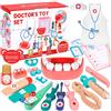 NXPZ Valigetta Dottore Bambino, kit dentista in legno per bambini, gioco di ruolo, con stetoscopio reale e accessori, per ragazze e ragazzi di 3 4 5 6 7 8 anni (38 pezzi)