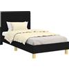 vidaXL Struttura letto per bambini con testiera nera 80 x 160 cm in tessuto