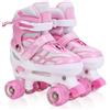 DUZSKJ Pattini a rotelle regolabili per bambino e bambina principianti, 4 misure regolabili per bambini (Rosa, M)