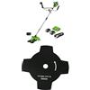 Greenworks Decespugliatore a batteria con tagliabordi senza spazzole, larghezza di taglio di 38 cm, lama da 25 cm con alimentazione a urto, due batterie da 24V 4Ah e caricabatterie GD24X2BCB + lama de