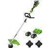Greenworks Tagliabordi a Batteria 48V(2×24V) Ampiezza Taglio 40cm, Decespugliatore con 2 Batterie 4Ah e Caricatore a Due Posti