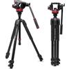 Manfrotto 055 Treppiede Video con Testa Video 502, in Alluminio, Video-Kit Robusto, con Colonna di Livellamento, Chiusura a Leva, Treppiede per Videocamere e Fotocamere DSLR/Mirrorless