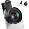 NEEWER BASICS 2 in 1 Kit di accessori per obiettivi per fotocamera del telefono, grandangolo HD 0,45x + macro 15x, morsetto per obiettivo da 37 mm compatibile con iPhone, Samsung, Android, LS-67