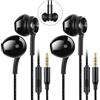 GUUVOR 2 Pack Auricolari con Filo, Cuffie in-Ear Auricolare con Microfono, Isolamento del Rumore, Suono Stereo Puro Cuffiette con Jack 3.5mmper iPhone, iPad, Huawei, Xiaomi, ecc., Colore: Nero