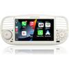 RYUIXPUL Autoradio per FIAT 500 radio con schermo touchscreen USB Bluetooth FM/AM Linux Sistema doppio din stereo auto con Carplay wireless/Android Auto bianco