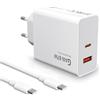 AOKUTDA 2 Port 67W Caricatore Rapido Adattatore USB C con Cavo USB C 2m per Xiaomi Xiaomi Redmi 13T/ 13/ 12S Ultra/ 13 Lite/ 12X/ 11T,Note 13Pro/12Pro/11Pro,11S 11 Ultra,Poco F5 X5 Pro