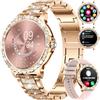 LIGE Smartwatch da donna Bluetooth chiamate per Android iOS Sport Fitness Activity Tracker Orologio da donna connesso 1.32" HD Frequenza Cardiaca Sonno Monitor Elegante Diamond Rosa Oro Smartwatch