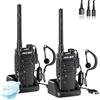 JUCJET EP31 PMR446 Walkie Talkie, Walkie Talkie ricaricabili impermeabili IP54 con 16 canali, cavo di ricarica TPYE C 2 in 1, con stazione di ricarica USB, auricolari originali(Nero, 2 Pezzi)