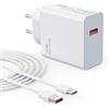 VUOHOEG 45W Caricatore Rapido Turbo USB-C per Xiaomi Redmi Cavo 6A Type C Cable 1M