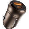 UNIQO Car Charger 30W, Carica Batteria Auto Mini USB-C USB-A, Presa 12V