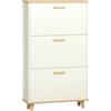HOMCOM Mobile Scarpiera Salvaspazio in Truciolato con 3 Cassetti e 2 Ripiani Interni Regolabili, 70x23.5x122 cm, Bianco