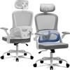 Magic Life Sedia da Ufficio Ergonomica con Cuscino Elastico, Schienale in Rete Traspirante, Braccioli Pieghevoli, Supporto Lombare, Altezza Regolabile, Sedia da Scrivania per Ufficio e Casa (Model A)