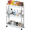 BUCOMTU Carrellino con Ruote Portatutto a 3 Ripiani, Carrello Cucina e Mobiletto Bagno Salvaspazio, Scaffale Mobile per Casa, Ufficio e Lavanderia, in Plastica e Acciaio, Bianco