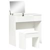 HOMCOM Tavolo da Trucco con Specchio Richiudibile, Tavolo da Trucco Moderno, con Sgabello, Vano Contenitore (4 Scomparti), MDF Bianco, 80x40x79 cm