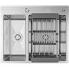 ANW HOME Lavello Cucina 2 Vasche Incasso, Lavello Acciaio Inox 304, 61x51 cm, Argento, Finitura Nano, Spessore 3,0+1 mm, con Sifone, Dispenser Sapone e Cestello