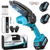 RINOXAR Mini Motosega a Batteria per Potatura con 2x4000mAh Batterie, 6 Pollici Motosega Elettrica con Catena di Ricambio e Pompetta Olio, Sega a Batteria per Potatura per il Taglio del Legno Giardini
