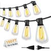 Wweixun2020 Lampade a Catena Esterno ST38 45M/150FT, 77 Lampadine LED +2 di Ricambio, Impermeabili IP44, Luce Calda 2200K, per Giardino Terrazzo Feste