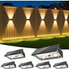 NIORSUN Lampada Solare da Esterno, 6 Pezzi, illuminazione Su e Giù, Impermeabili IP65, 3000K/4000K/6500K + RGB, Applique da Esterno Solare per Parete, Terrazza, Giardino, Garage, Recinzione（Nero）