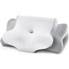 FAIORD Cuscino Cervicale Memory Foam, Cuscino Ortopedico per Dormire con Supporto per Collo e Spalle, Doppia Altezza 10/13 cm, Federa Traspirante Sfoderabile Lavabile, 64x39 cm, Grigio Chiaro