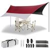 Forceatt 3.7 x 4.3m Tenda Parasole da Campeggio Tarp con 2 Pali, Tenda da Sole Telone Anti-UV(UPF50+) Impermeabile Può Essere Utilizzato con Auto,Tenda e Amaca per Escursioni, Giardino e Viaggi