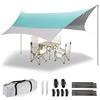 Forceatt 3.7 x 4.3m Tenda Parasole da Campeggio Tarp con 2 Pali, Tenda da Sole Telone Anti-UV(UPF50+) Impermeabile Può Essere Utilizzato con Auto,Tenda e Amaca per Escursioni, Giardino e Viaggi