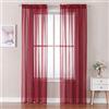 MIULEE Tende 2 Pannelli Trasparenti in Voile con Passanti Morbidi Finestre per Camera da Letto e Soggiorno 140X280 CM Rosso