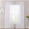 MIULEE Tende 2 Pannelli Trasparenti in Voile con Passanti Morbidi Finestre per Camera da Letto e Soggiorno 140x225cm Bianco