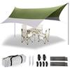 Forceatt 3.7 x 4.3m Tenda Parasole da Campeggio Tarp con 2 Pali, Tenda da Sole Telone Anti-UV(UPF50+) Impermeabile Può Essere Utilizzato con Auto,Tenda e Amaca per Escursioni, Giardino e Viaggi