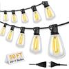 Wweixun2020 Lampade a Catena Esterno ST38 15M/50FT, 20 Lampadine LED +1 di Ricambio, Impermeabili IP44, Luce Calda 2200K, per Giardino Terrazzo Feste (15M/50FT, 26)