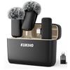 KUKIHO 2pz Mini Micro Cravatta Wireless per Tipo-C & Lightning, con Custodia di Ricarica Micro per Vlogging Registrazione Video Live Streaming