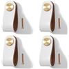 Yuaaoh Pomelli per Mobili in Pelle 4 Pezzi Pomelli Cuoio per Cassetti Maniglia per Armadio in Cuoio Maniglie per Mobili da Cucina Cuoio Maniglie con Viti, Foro Singolo (Bianco crema)