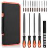 Banaone Set di File da 19 Pezzi, Set di File in Metallo in Acciaio al Carbonio Premium con Valigia, File Grandi Piatti/Triangolari/Semicircolari/Rotondi, Lime ad Ago, Spazzola per la Pulizia