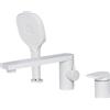 PHASAT Rubinetto per Bordo Vasca 3 Fori Blanco con Doccia a Mano Miscelatore Bordo Vasca Girevole a 360° Miscelatore in Ottone per Bagno Caldo e Freddo Regolabile PTBW22E