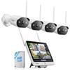 ZOSI Kit WiFi 6 da esterno con telecamera da 3 MP e NVR 8CH 8MP, schermo da 12, disco da 500 GB, rilevamento persone tramite IA, visione notturna a colori, allerta istantanea.