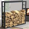 Bakaji Portalegna Verticale Supporto Scaffale Rettangolare in Metallo Porta Legna da Interno Esterno Legnaia Casa Giardino per Camino Caminetto Stufa Design Moderno (100 x 100 x 25 cm)