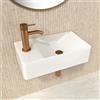 HOGART Lavabo Piccolo Bagno in Ceramica 38x22 cm con Vasca a Destra - Lavandino Rettangolare Compatto Salvaspazio, Foro Rubinetto Senza Troppopieno, Installazione Sospesa o da Appoggio per WC Ospiti