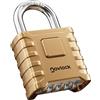 NovLock Lucchetto a combinazione - grande, robusto e resistente alle intemperie - arco da 8 mm - per esterni e interni: cancelli, recinzioni, capanni, armadi, armadietti - confezione da 1, oro