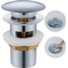 Ulytid Piletta Lavabo Bagno, Piletta Click Clack con Troppopieno, Scarico Lavabo Bagno Universal G1 1/4, Pop Up Valvola Piletta Lavandino Adatto per Sifone Bidet, Cromo Argento